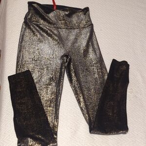 Metallic Gold and Black Leggings